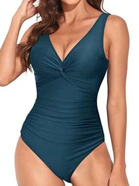 Holipick Vneck Twist Monokini One Piece Swimsuit Women’s Size Large Teal